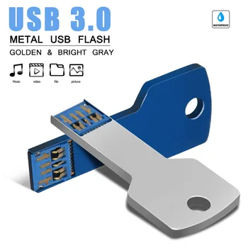 Высокоскоростная Флешка 128 ГБ 64 ГБ 32 ГБ 16 ГБ 8 ГБ Металлическая Флешка USB 3,0 Водонепроницаемая Карта памяти 8 16 32 64 128 ГБ USB Flash 64 ГБ