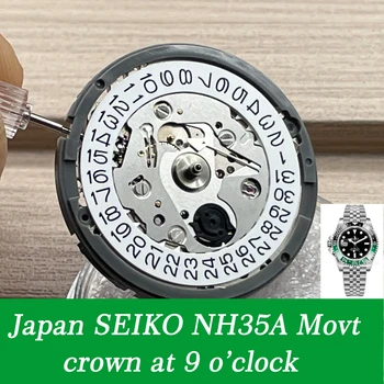 Высокоточный часовой механизм NH35A, Японский механизм, Заводная головка с 9 24 драгоценными камнями, запасные части для автоматических механических часов на запястье