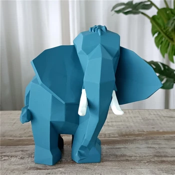 Геометрическая скульптура слона, абстрактная статуя слона из смолы, Домашнее животное, Орнамент Саванны, Гигантское существо, Ремесленный декор, Мебель