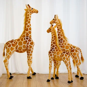 Гигантская имитация Плюшевой игрушки в виде Жирафа, качественная мягкая кукла в виде животного, Кавайный подарок на День рождения для Маленьких детей, детский домашний декор