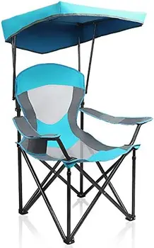 Дежурный шезлонг с навесом, Походный стул для путешествий с Подстаканником, Эмаль синего цвета