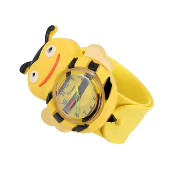 Детские Часы с цифровым шлепком, милые мультяшные часы с пчелой для детей, Желтые часы с откидным кольцом для маленьких девочек, часы для мальчиков, игрушка в подарок