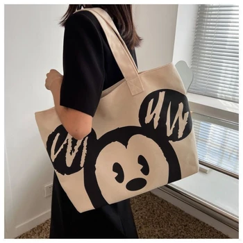 Женская сумка Disney с напускным рисунком Микки, универсальная холщовая сумка с рисунком граффити, экологичная портативная сумка для хранения покупок