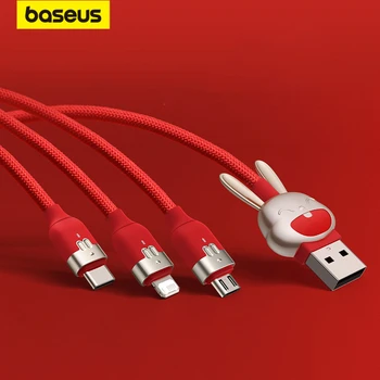 Кабель Baseus 3 в 1, быстрое зарядное устройство Micro USB Type-C, Кабель для передачи данных Micro USB Type-C для iPhone 14 13 Samsung Xiaomi Huawei