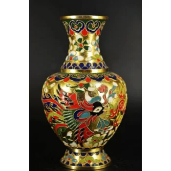 Красивая ваза с драконом и Фениксом из китайской медной перегородчатой эмали