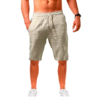 Красивые летние новые мужские хлопковые льняные шорты, мужские дышащие однотонные льняные брюки, мужская уличная одежда для фитнеса, повседневные шорты, мужские
