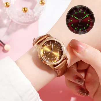 Лучшие кварцевые часы, люминесцентные брендовые цифровые часы, женские подарки, наручные часы, ремешок из искусственной кожи, Гладкие Роскошные часы, подарок для влюбленных девушке