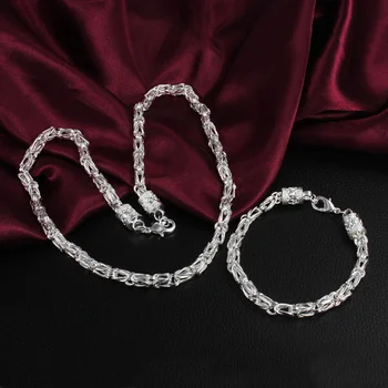 Модное классическое ожерелье-цепочка из стерлингового серебра 925 пробы, геометрическая цепочка 6 мм, браслет для мужской вечеринки, свадебный ювелирный набор, изысканные рождественские подарки