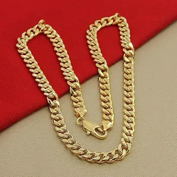 Модное неподвластное времени классическое мужское ожерелье из золота 24 К Классические боковые цепочки для ожерелья