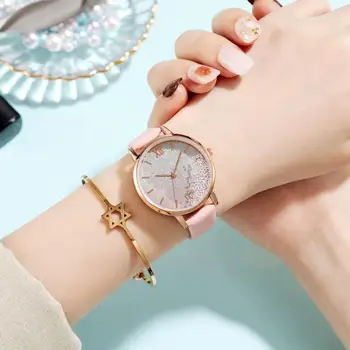 Модные простые женские часы с круглым циферблатом, кварцевые часы с изменяющимся цветом циферблата, наручные часы, Элегантные женские часы, женские часы