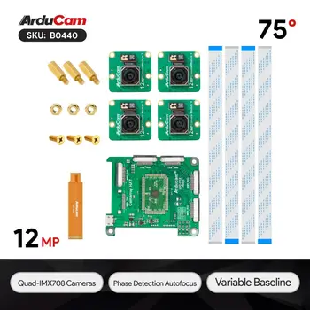 Модуль камеры Arducam 3 Стереосинхронизированных 12MP * 4 IMX708 Quad-Camera Kit для Raspberry Pi