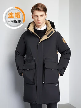 Мужская пуховая куртка, мужская длинная парка для инструментов в новом стиле, зимнее толстое пальто
