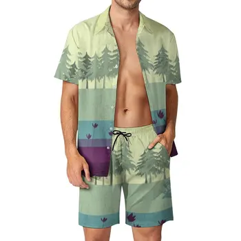 Мужской пляжный костюм Дикой Природы, повседневный графический брючный костюм из 2 предметов, одежда Высшего Качества Для Отдыха, Размер США