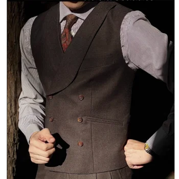 Мужской элегантный костюм, жилет, Деловой Повседневный джентльмен, Мужская одежда в стиле ретро с V-образным вырезом, без рукавов, Новое поступление