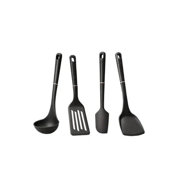 Набор силиконовых кухонных принадлежностей и инструментов Meyer для приготовления пищи, 4 предмета, матовый черный