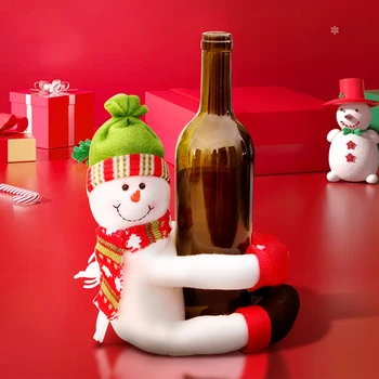 Набор Украшений для Рождественской бутылки Вина, Милый Санта, Кукла-Снеговик, Держатель для бутылки Вина, Новогоднее Украшение стола, Ремесла, подарок
