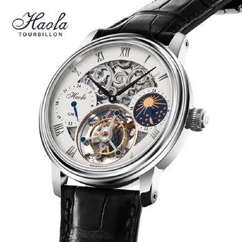 Наручные часы HAOFA Skeleton GMT С Турбийоном Для Мужчин Элитный Бренд Moon Механические Сапфировые Часы Мужские 2021 orologio uomo