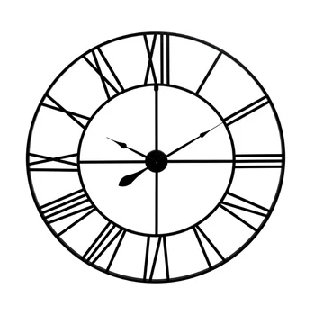 Настенные часы с римскими цифрами, вырезанные из металла, черные, 36 