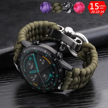 Нейлоновый ремешок для Samsung Galaxy Watch 3 41 мм 45 мм ремешок 42 мм 46 мм ремешок для huawei gt 2 42 мм Регулируемая пряжка Веревочный ремешок для часов