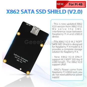 Новая версия! Защитная плата SSD-накопителя Raspberry X862 M.2 NGFF 2280 SATA только для Raspberry Pi 4B (4 модели B)