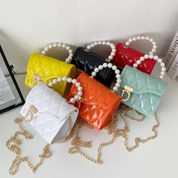 Новое Поступление, сумки для девочек, клетчатая Желейная сумка, мини-сумка с клапаном ярких цветов, Женская сумка на цепочке через плечо, сумка-мессенджер через плечо, сумочка