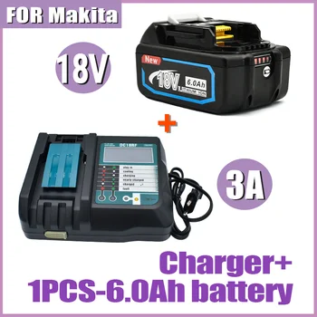 Новый 18 В Для Makita 6.0Ah со светодиодной литий-ионной Заменой LXT BL1860B BL1860 BL1850 Аккумуляторный Электроинструмент + Зарядное устройство 3A