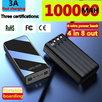 Новый Банк Питания 100000 мАч TypeC Micro USB Быстрая Зарядка Powerbank Светодиодный Дисплей Портативное Внешнее Зарядное устройство Для телефона планшета