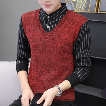 Новый свитер с воротником рубашки, Поддельный пуловер из двух предметов, осенне-зимние молодежные трендовые топы