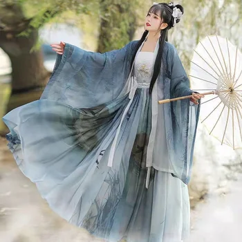 Оригинальный Hanfu 3 шт., древнекитайский костюм, Женская одежда, традиционные танцевальные костюмы Hanfu, Народное платье феи для выпускного