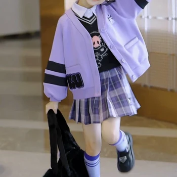 Осеннее детское пальто Sanrio Kuromi, повседневная удобная юбка с рисунком Аниме, Милый мультфильм, модный элегантный дизайн, подарок на день рождения из 4 предметов