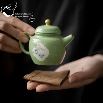 Подглазурный чайник ручной росписи с оконным проемом, керамический чайник с фильтром, бытовая золотая роспись, чайный сервиз для кунг-фу