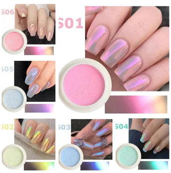 Прессованный Голографический Хамелеон Aurora Chrome 6 Цветов Хромированная Пудра Для Ногтей|Русалка Неоновый Пигмент Для Ногтей Пудра С Блестками Для ногтей