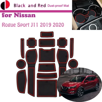Резиновый Дверной Коврик с Пазом для Nissan Rogue Sport Qashqai Tekna J11 2019 2020 Подушка Ворота Слот Для Хранения Подстаканник Пылезащитный Sticke