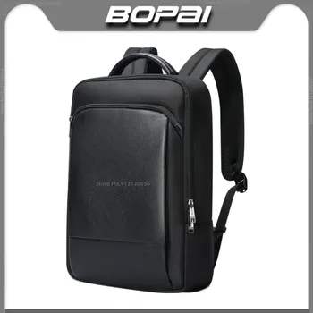Роскошный Мужской рюкзак BOPAI из натуральной кожи Большой емкости 15,6 дюймов, Рюкзак для ноутбука, сумка для деловых поездок