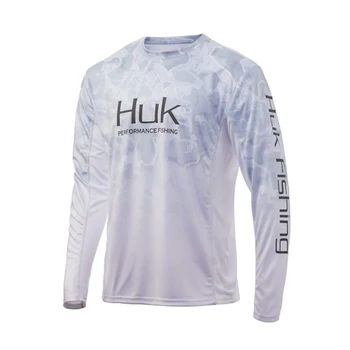 Рыболовная рубашка HUK с длинным рукавом, защита от ультрафиолета, Одежда для рыбалки, Мужская Уличная летняя одежда для рыбалки, Топы UPF 50 Performance