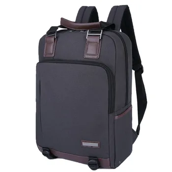 Рюкзак для ноутбука 15,6 дюймов, женская мужская деловая сумка, цвет серый и черный, серый Оксфорд и кожа из микроволокна, материал