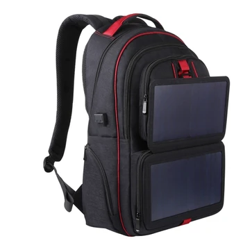 Солнечный Рюкзак 14 Вт, рюкзак с питанием от солнечной батареи, Уличная сумка для ноутбука Большой емкости с внешним USB-портом для зарядки