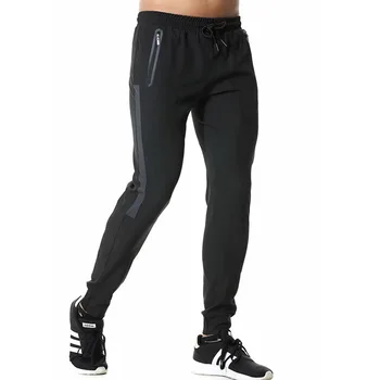 Спортивные штаны для бега трусцой Для мужчин, дышащие спортивные штаны с карманом на молнии, спортивные футбольные брюки для бега, черные