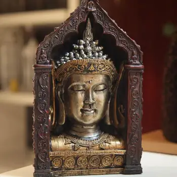 Стиль Юго-Восточной Азии, декоративно-прикладное искусство, статуя Будды, Голова Будды, украшения, украшение из смолы, буддист, статуэтка буддизма ~