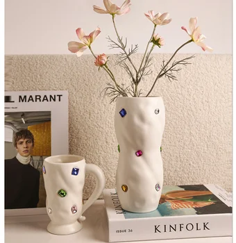 Украшение керамической вазы в стиле INS, цветочная композиция для гостиной, украшение дома