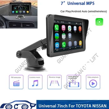 Универсальный 7-дюймовый автомобильный Радиоприемник, Мультимедийный Видеоплеер, Портативный Беспроводной Apple CarPlay Android, автоматический сенсорный экран для Nissan Toyota