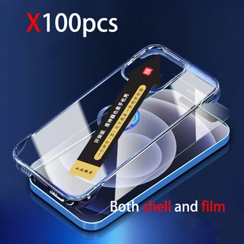 установочный комплект в один клик закаленное стекло для iphone 13 Pro max протектор экрана HD жесткое защитное стекло с полным покрытием 100шт