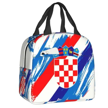 Флаг Хорватии, Изолированные Сумки для Обедов для Женщин, Герметичные Хорватские Патриотические Гордые Сумки для Горячих И Холодных Обедов Для Детей, Школьников
