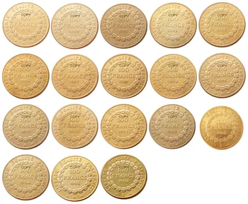 Франция Набор 1878-1906 18 штук 100 Франков Третья Республика позолоченная копия монеты