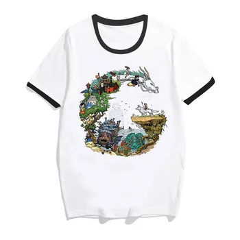 футболка totoro Spirit Away, женская футболка Studio Ghibli femme, футболка с героями японского Аниме, футболка Хаяо Миядзаки, женская одежда kawaii