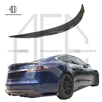 Черный Карбоновый Задний Спойлер багажника, Заднее Крыло, Губа R Style, Подходит для Tesla Model S 2014 + Автомобильные аксессуары, Задний Спойлер Model S